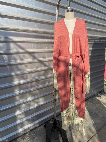 Vintage Rose Chevron Heron Robe SAMPLE SALE One Size (fits small- large)