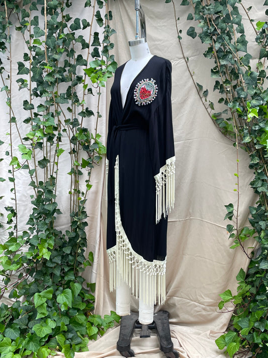 "Sacred Heart Noir" Black Heron Robe Made to Order All Sizes