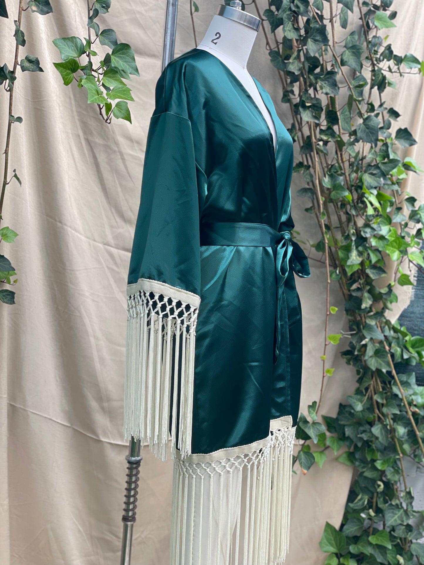 Moss Satin Sheryle Robe One Size SAMPLE SALE